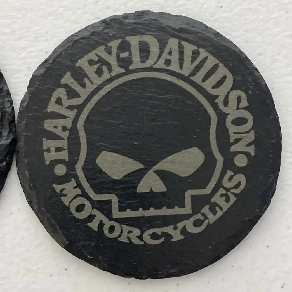 Harley Davidson Willie G. Skull Design Coasters Set of 2 Black Jagged Edge Rock